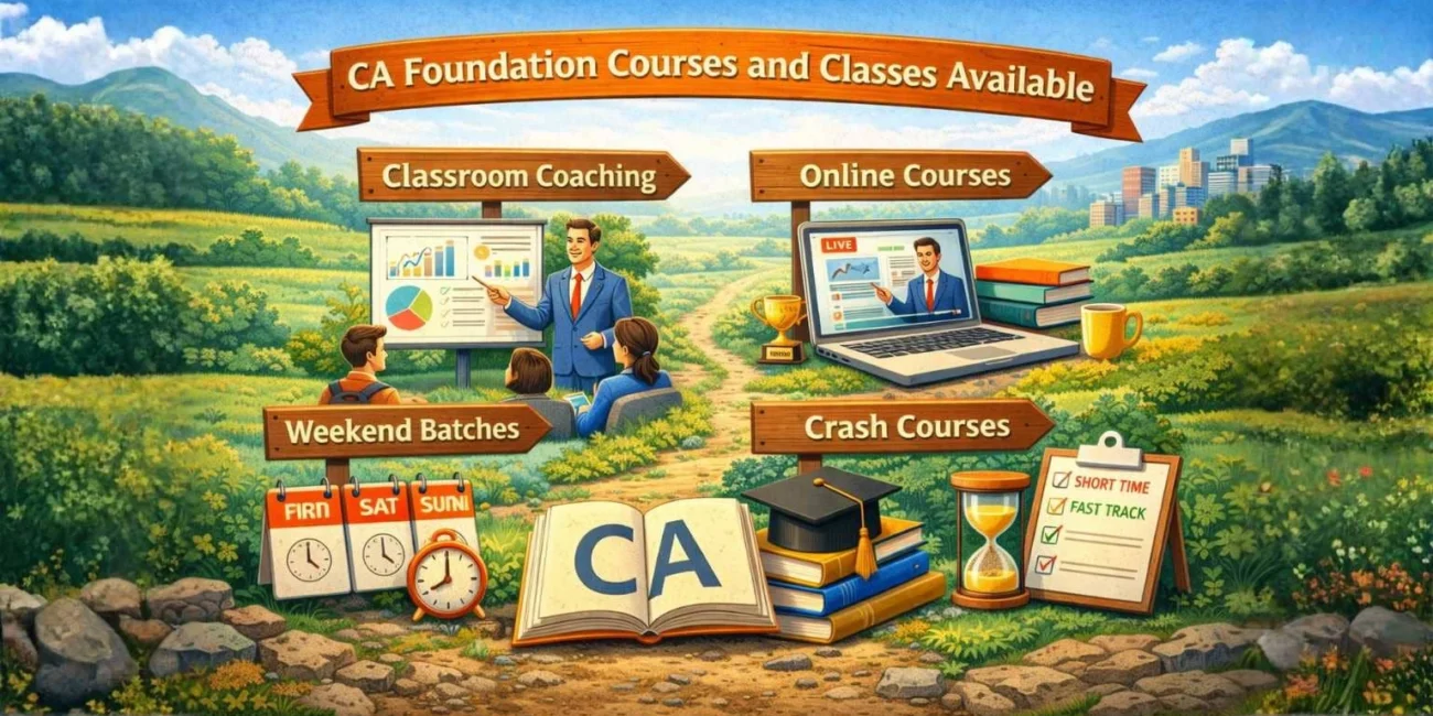 Visual showing classroom coaching online lectures weekend batches crash courses at CA Coaching Near Me in Laxmi Nagar Delhi