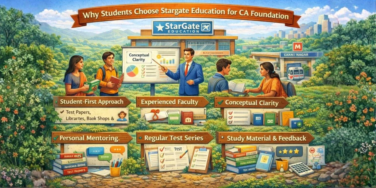 Students learning with experienced faculty mentoring test series conceptual clarity at CA Coaching Near Me in Laxmi Nagar Delhi