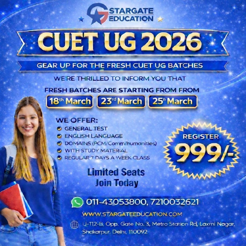 Computer Created Image Showing this following text ((CUET UG 2026 Updates Regarding Upcoming Batches CUET UG 2026 Exam Scheduled For 18, 23rd and 25th of March 2026))